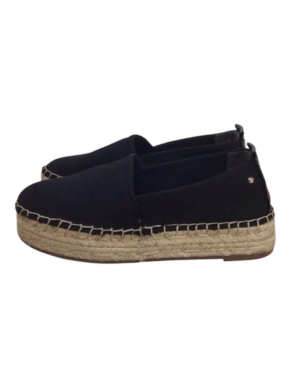 Circus by Sam Edelman Black Espadrille Platform Slip On Flats Size 6 Jute Summer